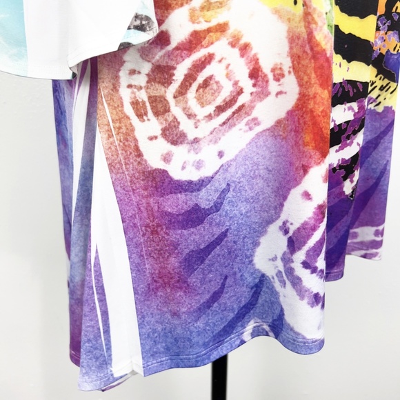 Fantazia Blouse Women Large Multicolor Floral All Over Print Cold Shoulder S/S - Picture 8 of 12